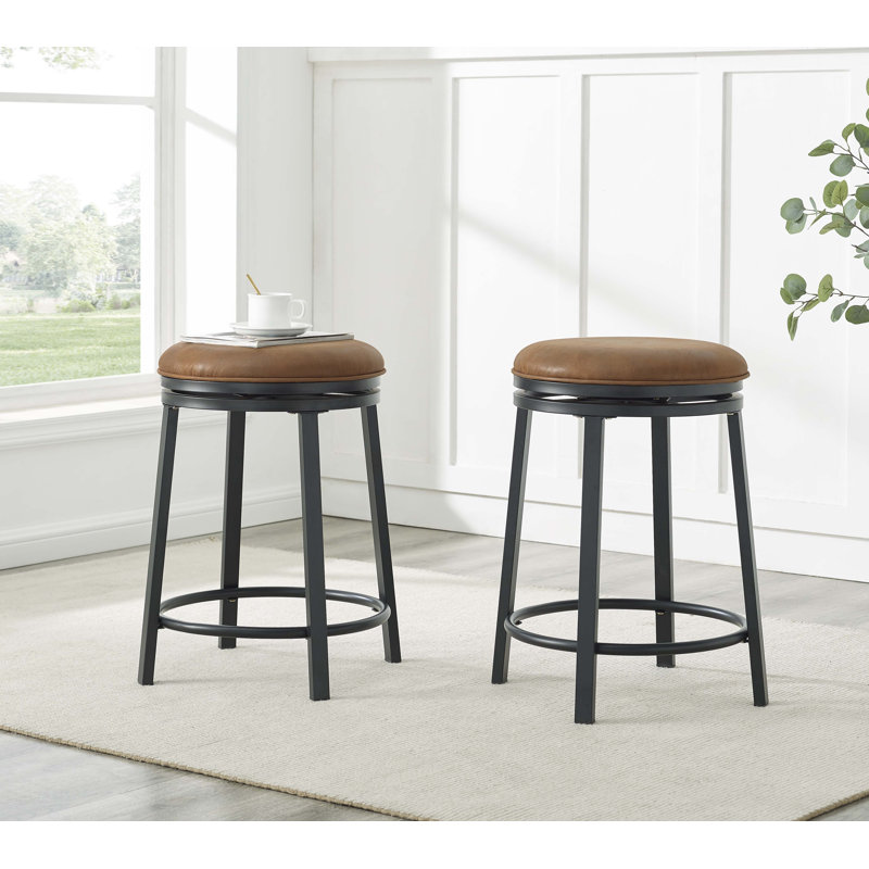 Tabouret de comptoir pivotant 23,5 po Tuzluca, Brun brique