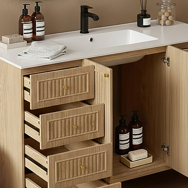 Meuble-lavabo simple lavabo de 121 cm (47,56 po) avec comptoir en SMC et 8 tiroirs de rangement