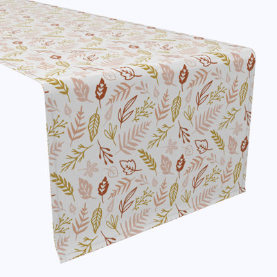 Table Runner, 100% Cotton, Simple Doodle Leaves