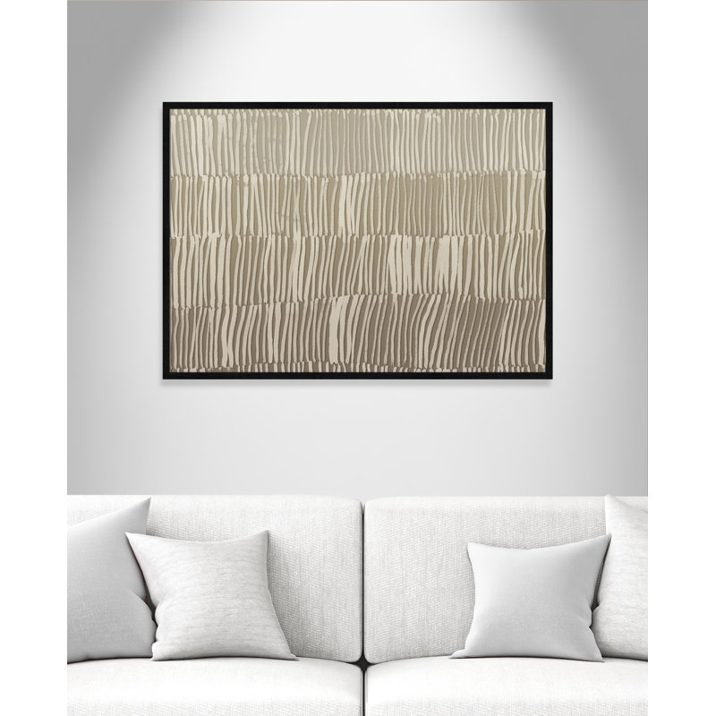 Linear Calm II - Version paysage par , Grain de bois noir, L 41,5 po x H 29,5 po, Impression encadrée