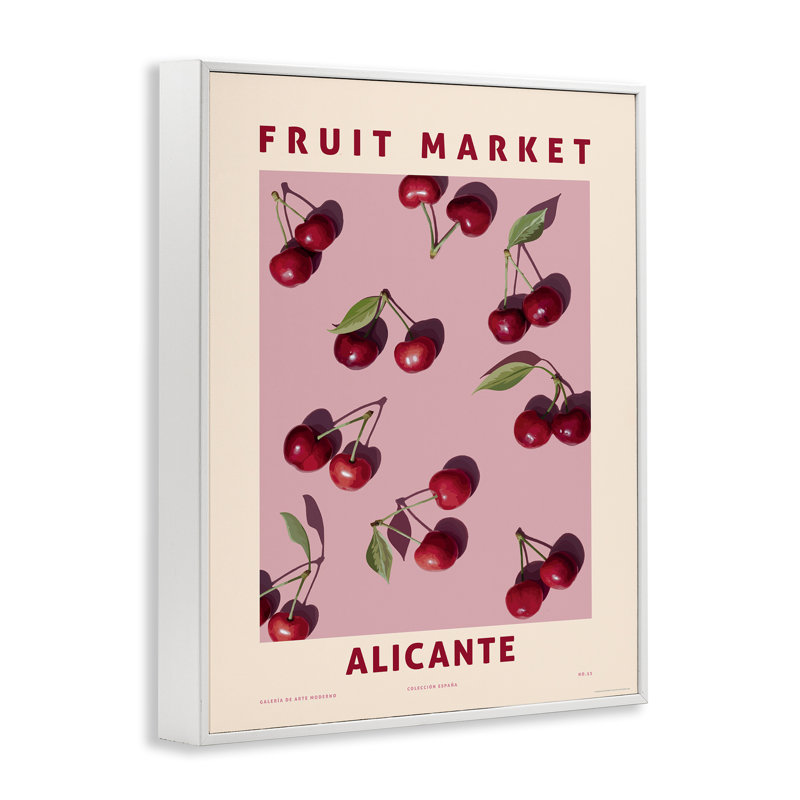 «Fruit Market Cherries», estampe numérique par Reinders, Estampe numérique encadrée blanc bord de mer, H 20 po x l 16 po
