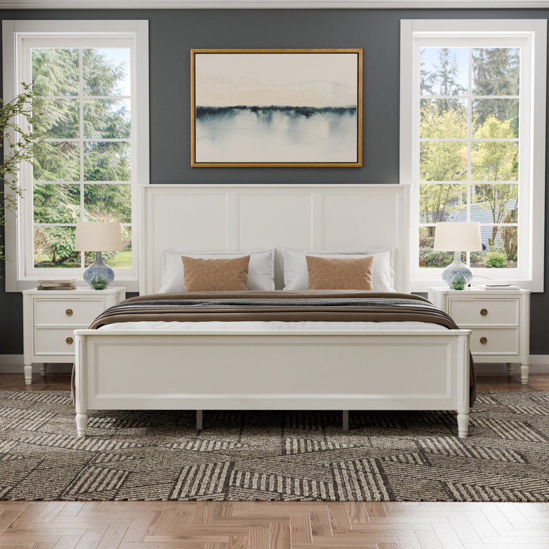Ensemble de chambre à coucher 3 pièces Vinesha, Blanc, Grand