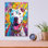  «Colorful White Pittie» par Dean Russo, art mural en verre acrylique, 12 po x 16 po