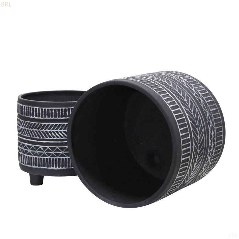 S / 2 POT DE FLEURS 6/8 ", NOIR