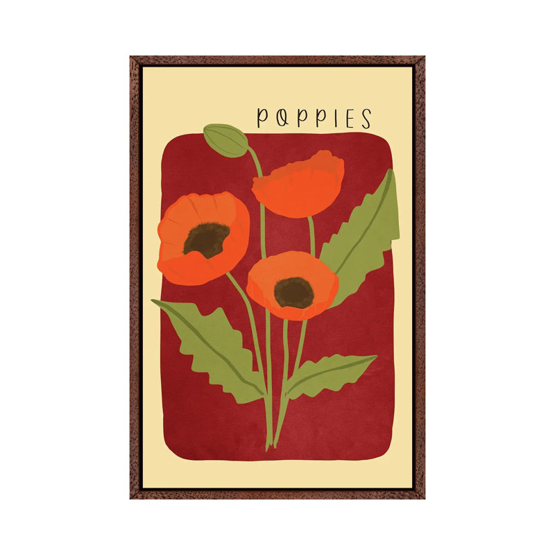 Poppies 1 Piece Wall Art on Canvas, 66.04 cm H x 45.72 cm W, Classic Wood Framed