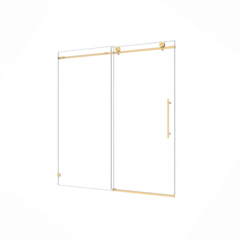 Frameless One Fixed And One Shifted Shower Door,70MM 304 Stainless Steel Large Pulleys With Adjustable Soft Closing Function,With Nano Easy Cleaning,Stick Explosion-Proof Menbrance