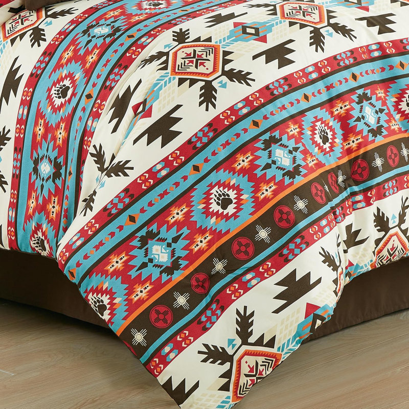 King Multicolor Southwestern Geometric Microfiber Comforter Set