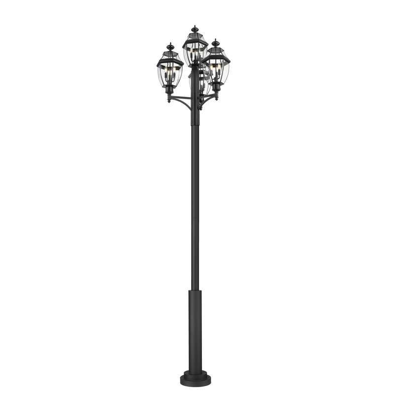Westover 3 Light Outdoor Post Mount Fixture in Black, 138.25" H x 33.25" W x 33.25" D