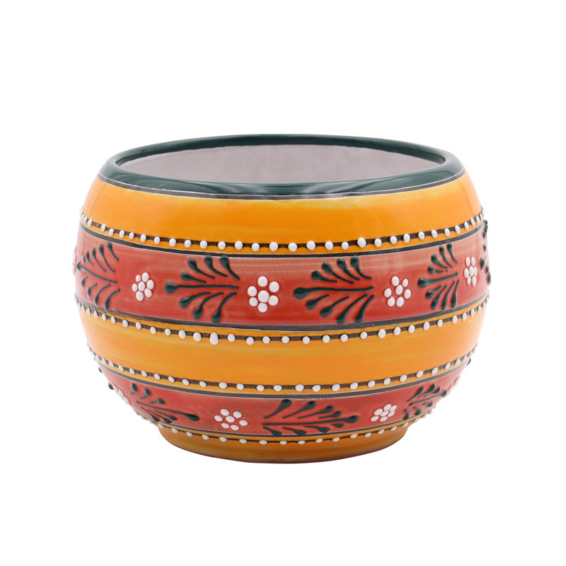 Pot à fleurs orange rayé Talavera Baul 9 po Colfax