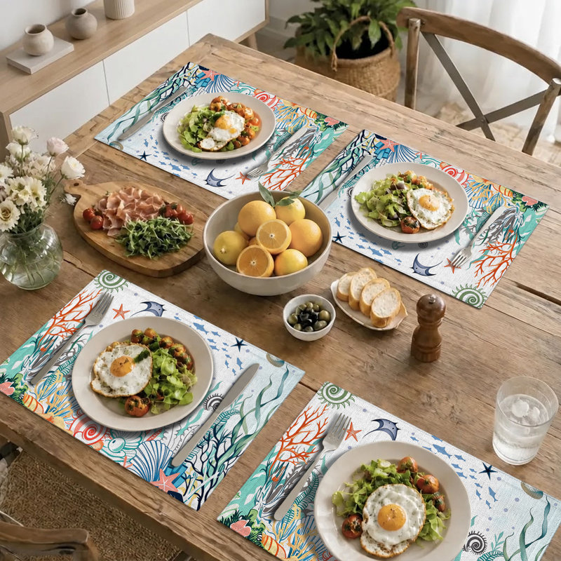 4-Piece Polyester Rectangle Dining Table Placemat