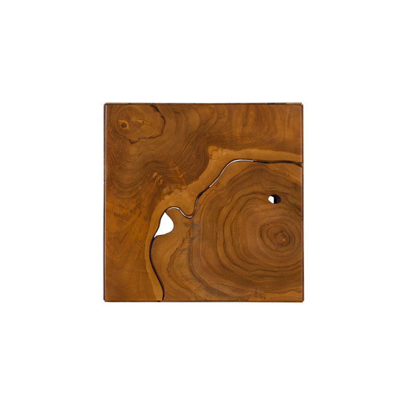 Teak Chunk Square Pedestal Sculpture