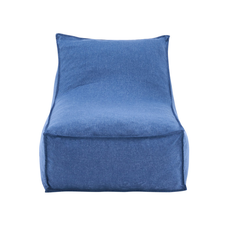 Issac Outdoor Bean Bag Lounge Chair With Removable Cover, Navy Blue