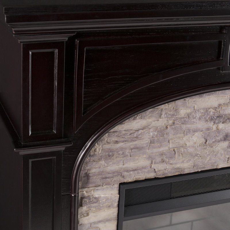 Beckette Electric 45.75" W Fireplace - Ebony w/ Gray Stacked Stone