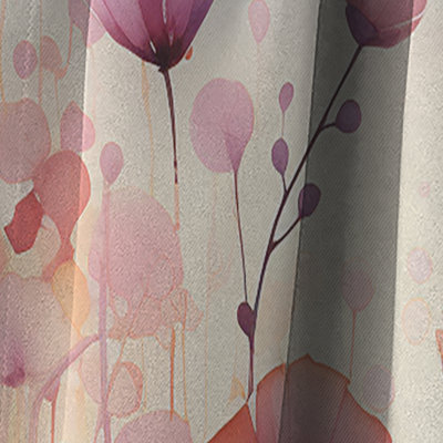 Purple Botanical Whispers IV - Botanicals Curtain - Blackout Abstract Curtain - 1 Panels