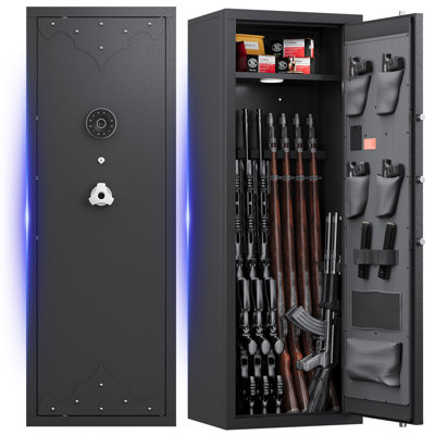 KAER 10-14 Rifle Gun Cabinet with Quick Access Keypad & Adjustable Storage