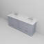 Meuble-lavabo double gris foncé 80 po X P 22 po D, plateau en marbre de culture et robinet-825487528