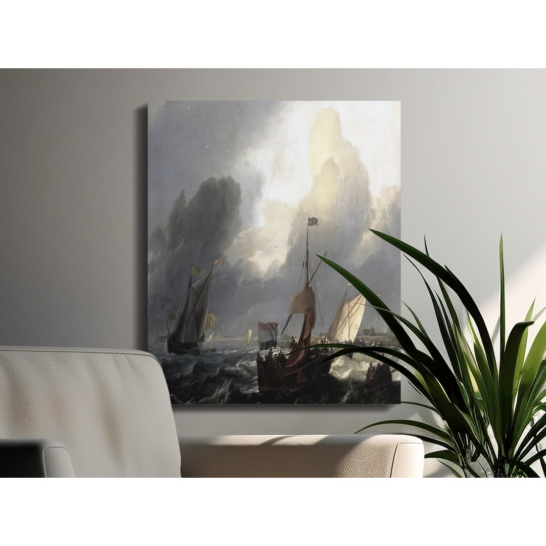 Dutch Ships Canvas Wall Art, Sea Storm Painting, Gallery Wrapped Canvas Print, Ready to Hang, Archival Ink, Nautical Decor, Statement Piece