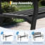 Banc de jardin extérieur, siège de patio en métal résistant aux intempéries de 50 po avec dossier incurvé, noir décoratif-736536272