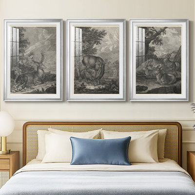 Woodland Deer III  -Custom Framed  Premium Print W Matt - 3 Pieces