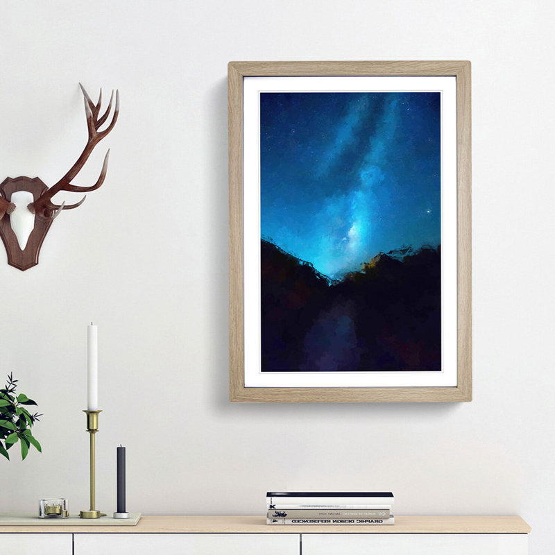 Stars Above Zion National Park - Picture Frame Graphic Art Print, 48cm H x 36cm W x 2cm D, Oak Framed