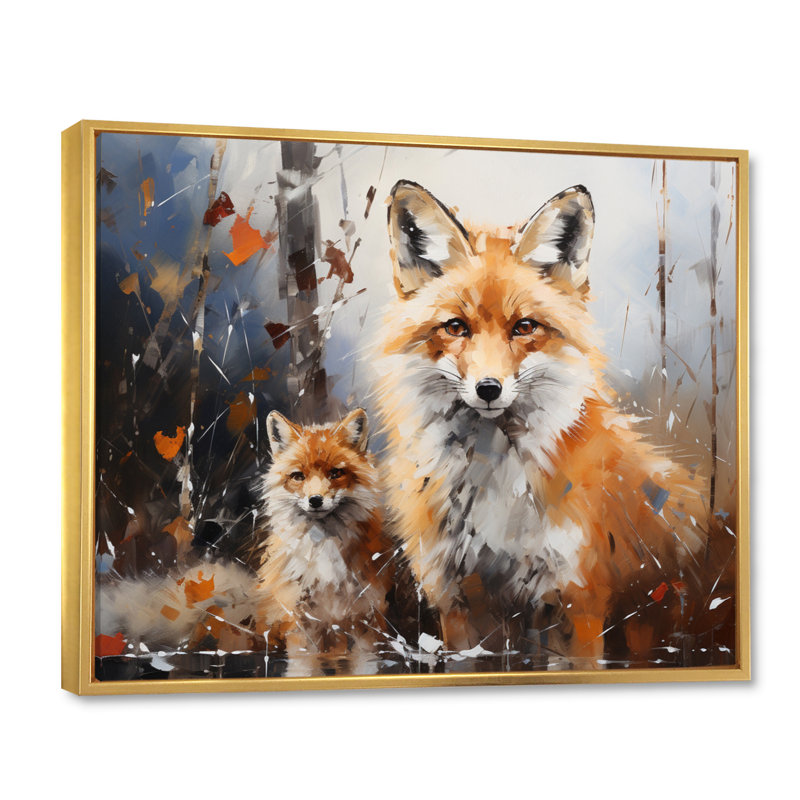 Animal Rusty Red Fox, reproduction d'art sur toile, H 34 po x l 44 po x P 1,5 po, Cadre flottant doré