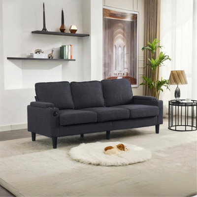 Light Grey Color Knock Down 3-Seat Combo Sofa With Storage Ottoman For Living Room Apartment Bedroom And Compact Room, Upholstered Sectional Couch, L Shaped Bench With A Footrest, A Individual Storage