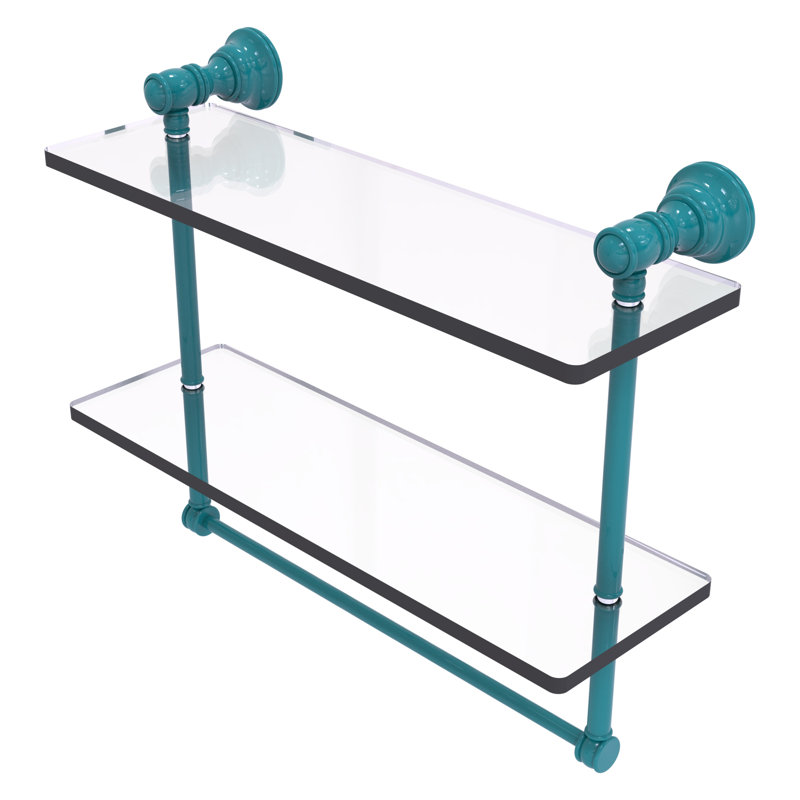Tablette flottante 2 pièces Carolina, H 9,5 po x l 16 po x P 5,54 po, Bleu sarcelle Glokzin