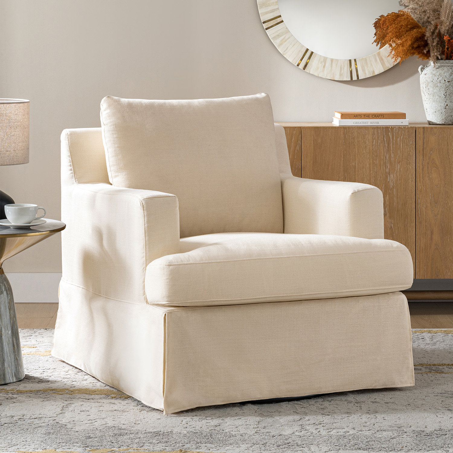 Lucie Swivel Armchair, Cream