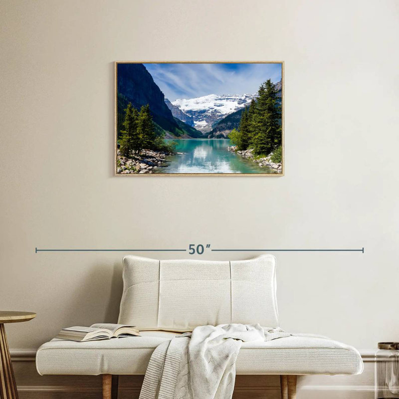 Splendide lac Louise, Cadre flottant en bois naturel, 31 po x 21 po
