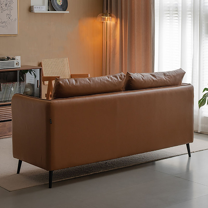 Canapé 78,74 po moderne brun minimaliste avec surfaces de contact en cuir fleur, H 32,28 po x l 78,74 po x P 28,35 po