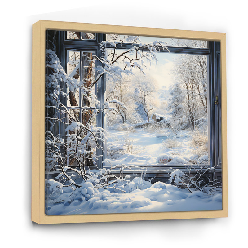 «Winter River Window View I - Winter Landscape», art mural, Cadre flottant brun, H 30 po x l 30 po x P 1,5 po