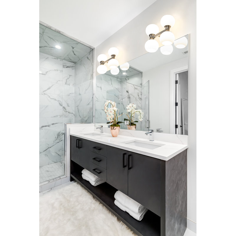 Éclairage pour salle de bain 4 lumières Naudain, Nickel brossé