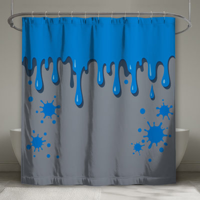 Blue Paint Drips Shower Curtains Extra Long
