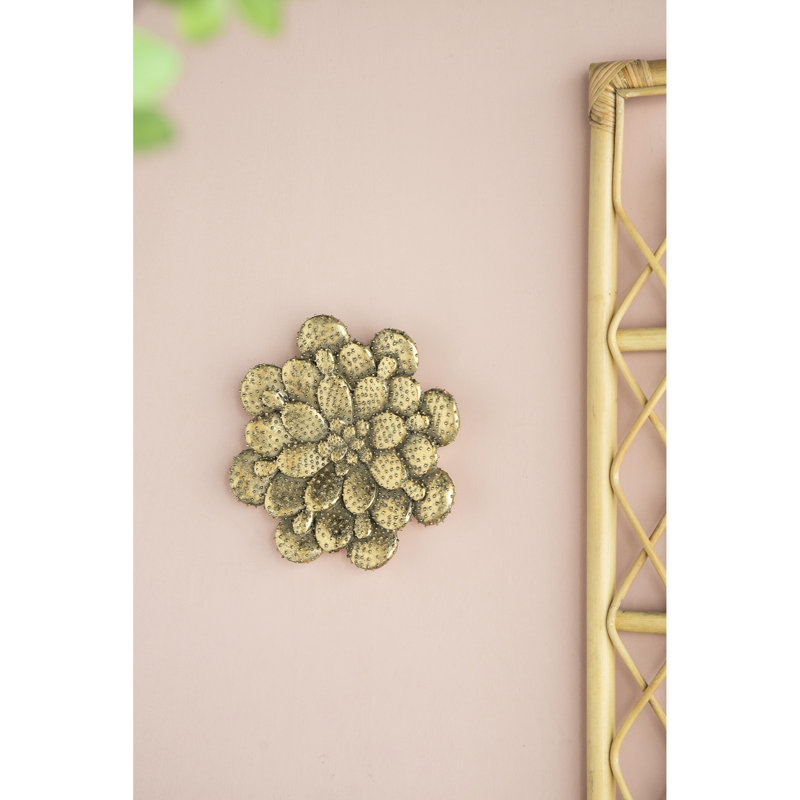 Plaque dorée succulente dorée - 1,6 po de largeur, 10 po de profondeur, de hauteur, de résine et de métal, 10 x 10 x 1,6 po de style Modern Home Design, rehaussant le style du décor