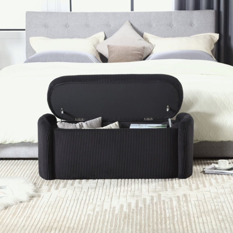 Repose-pieds avec rangement, banc d'extrémité de chambre à coucher, repose-pieds rembourré avec charnière de sécurité