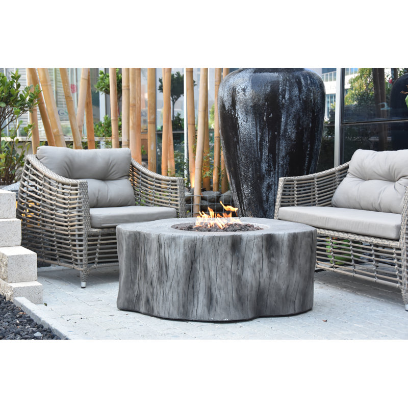 Manchester Outdoor Classic Concrete Fire Table 45,000 BTU - Includes Lava Rocks & PVC Cover, Natural Gas, Classic Gray
