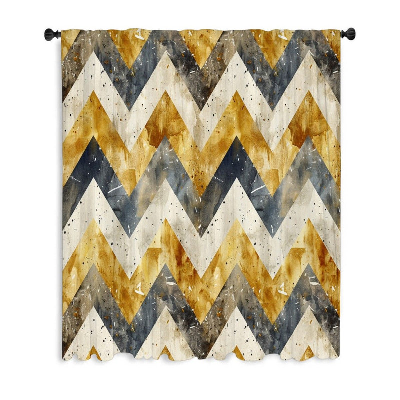 Rideaux à motif chevron, voilages abstraits et voilages - 1 panneau, L 50 po x L 84 po