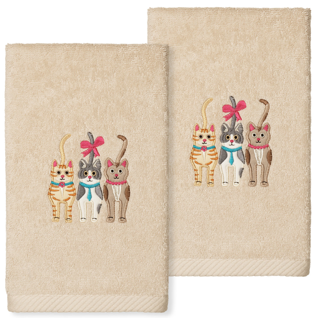CATS Turkish Cotton Hand Towel (Set of 2) Linum Home Textiles 