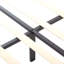 Structure de lit double tapissier pleine grandeur avec support en lattes de bois, beige