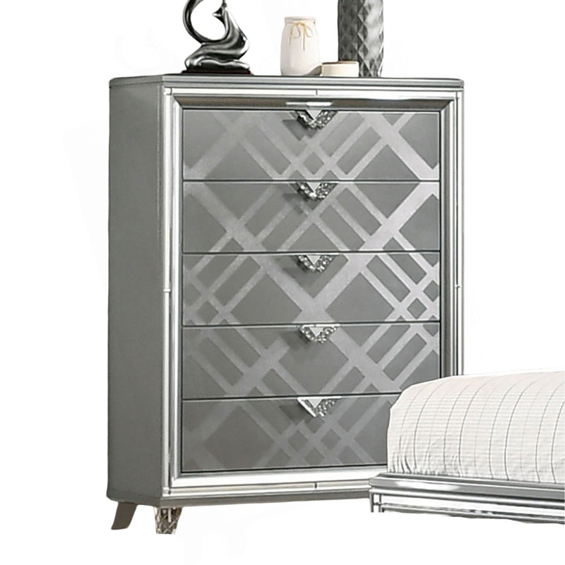 Commode en acrylique de style contemporain avec pieds en acrylique et relief de style art déco, Blanc