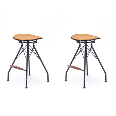 Ensemble de 24 tabourets de bar à hauteur de comptoir de 24, tabourets de bar industriels en métal avec repose-pieds en similicuir, tabourets de cuisine en îlot de cuisine de 24 po et 2 pièces