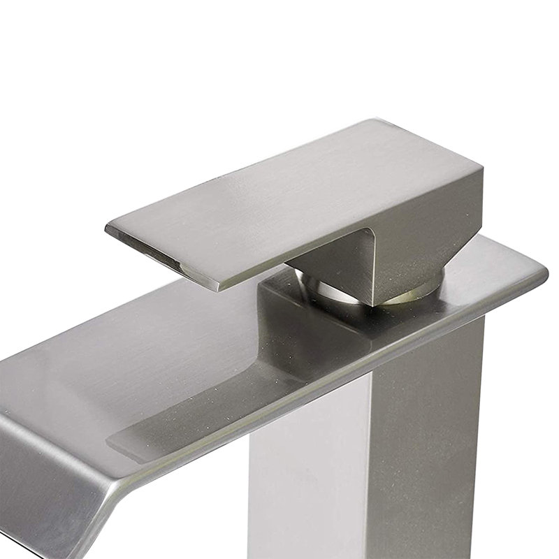 Single Handle Bathroom Faucet With Deckplate And Waterfall Spout In ( 1 Pack ), Brushed Nickel