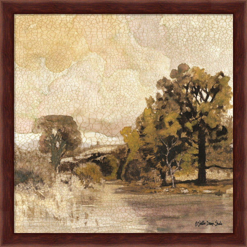 Traditional Mahogany Framed Landscape Canvas Prints, Set of 2
