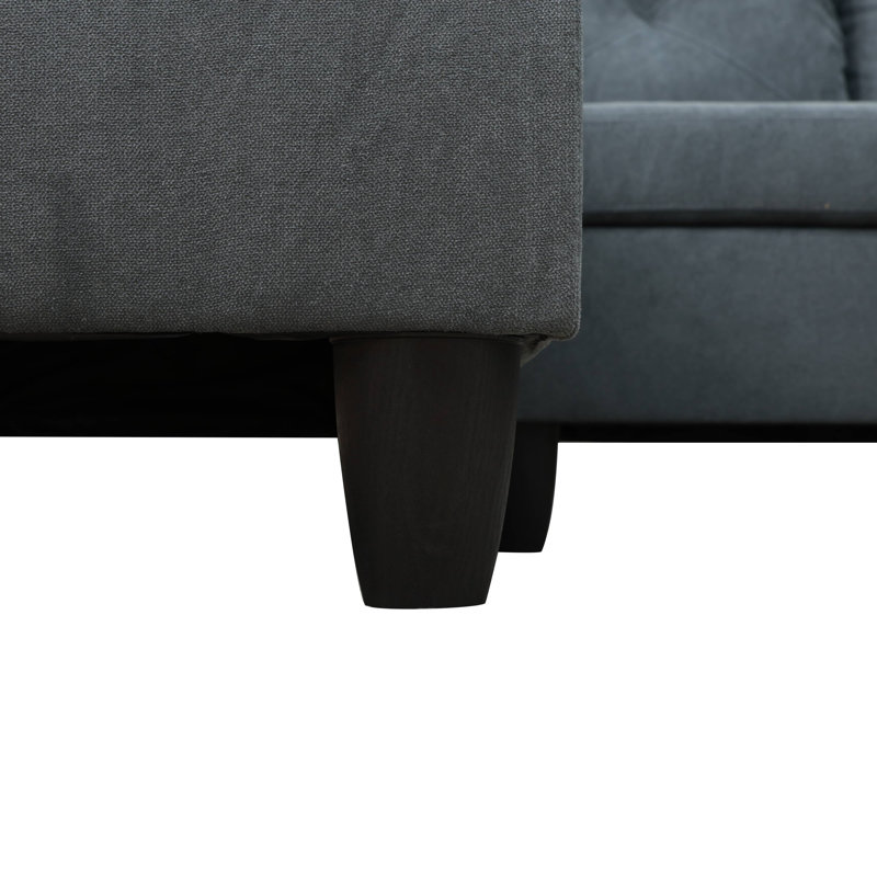 Upholstered L-Shaped Sectional Left Hand Facing, Black, Davy Gray Microfiber/Microsuede