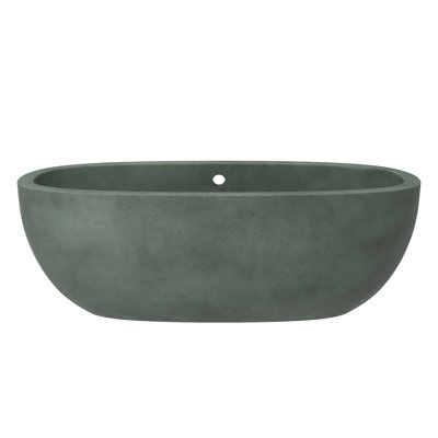 Avalon NativeStone Concrete Freestanding Oval Soaking Bathtub