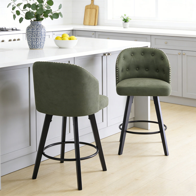 Tabourets de bar à hauteur de comptoir, tabouret de bar pivotant avec dossier, Vert