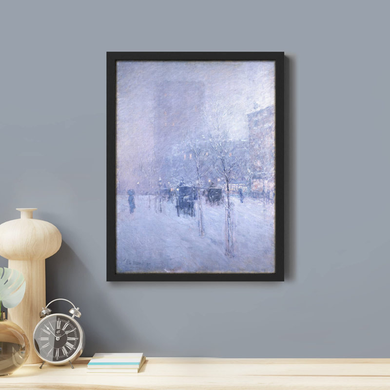 «Winter Snow Blue Pastel Cityscape» sur papier, Naturel, H 16 po x l 12 po