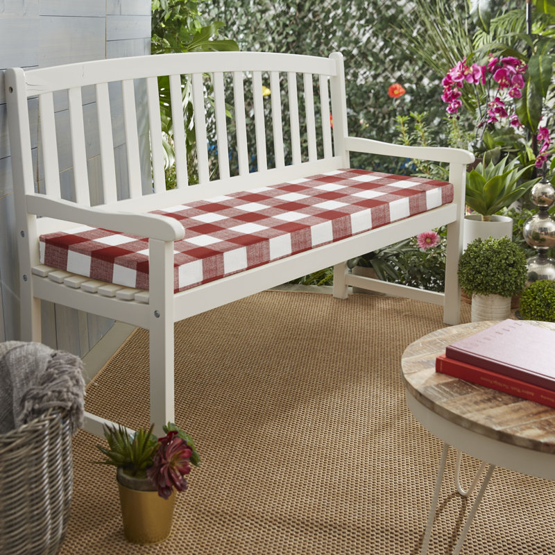 Outdoor 3'' Bench Seat Cushion, 3" H x 48" W x 19" D, Black/White