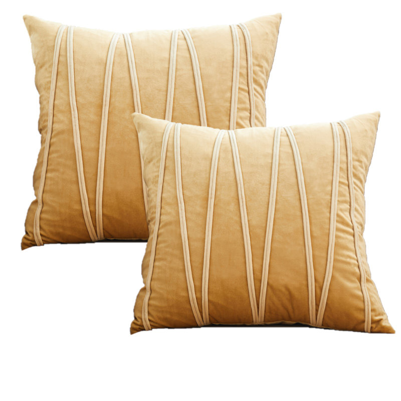 Housse de coussin Velvet Chevron Lines, Brun clair
