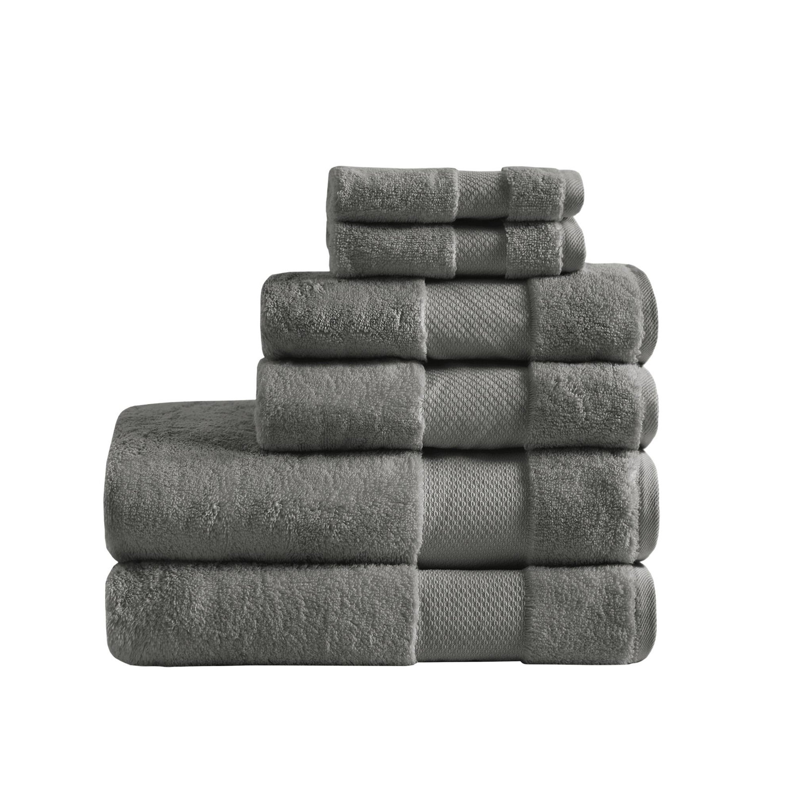 Turkish Cotton Quick-Dry Towel Set, Charcoal, 6 Piece Towel Set